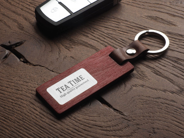 Logo trade corporate gifts image of: Wooden keyring 1853121