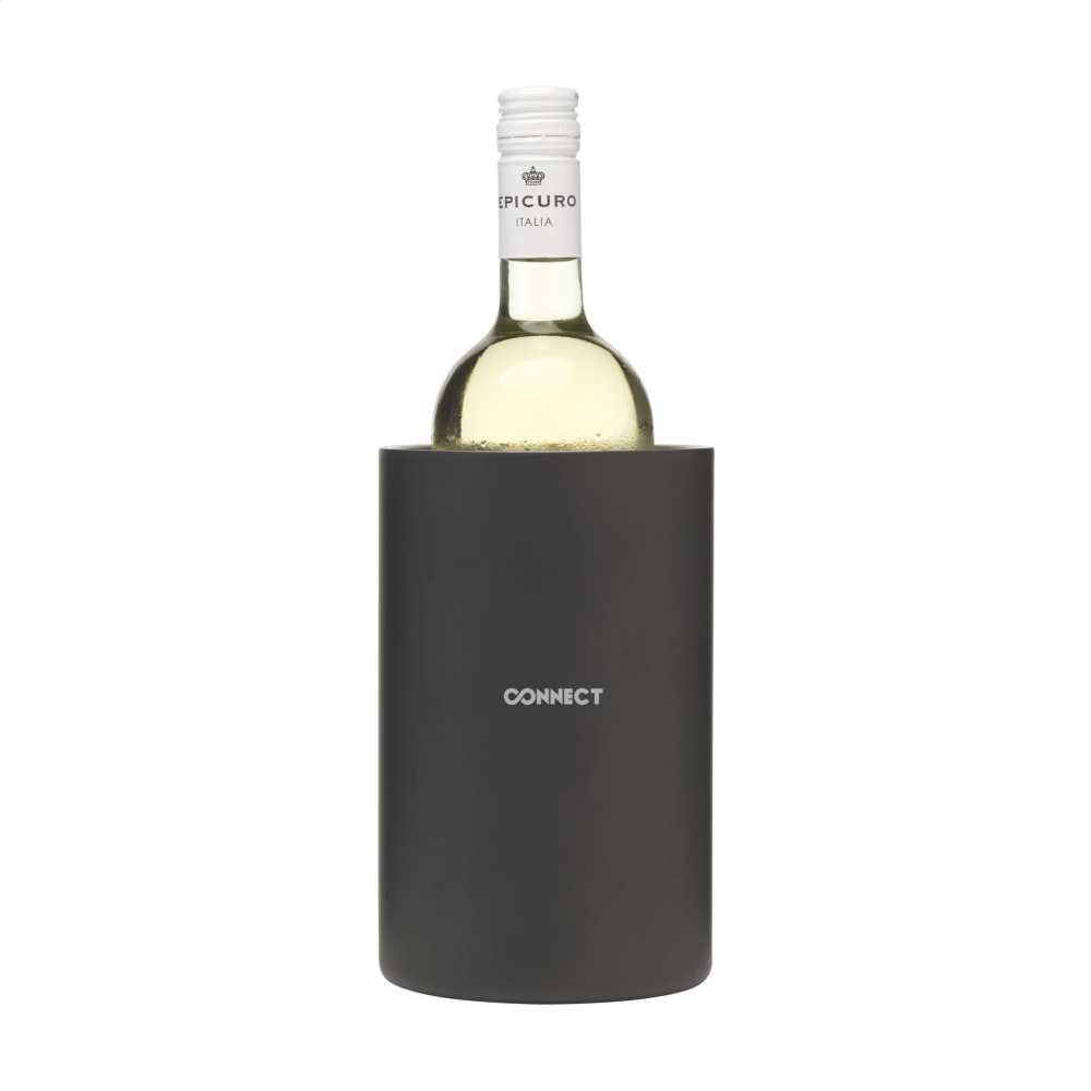 Logo trade promotional giveaways picture of: CoolSteel Black wine cooler