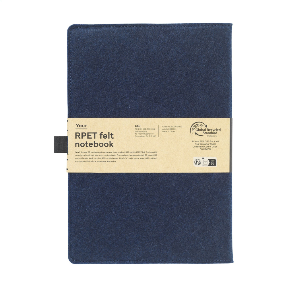 Logo trade promotional giveaway photo of: Felty GRS RPET Paper Notebook A5