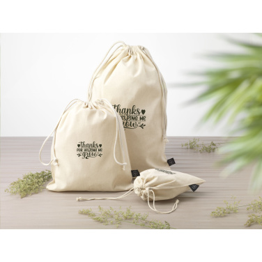 Logotrade promotional gift image of: Gift Pouch Natural GRS Recycled Cotton (150 g/m²) L