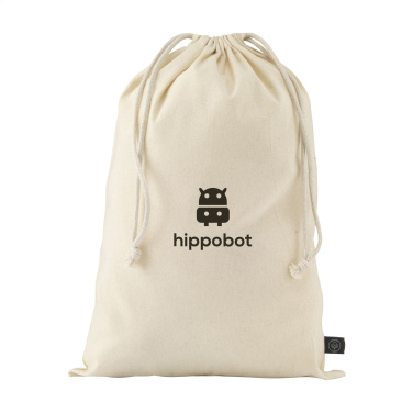 Logotrade corporate gift picture of: Gift Pouch Natural GRS Recycled Cotton (150 g/m²) L