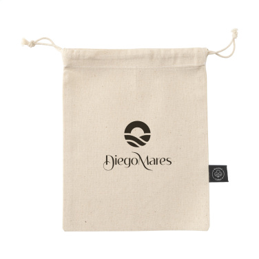 Logo trade business gift photo of: Gift Pouch Natural GRS Recycled Cotton (150 g/m²) S