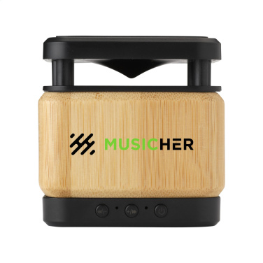 Logo trade corporate gift photo of: Bamboo Block Speaker with wireless charger