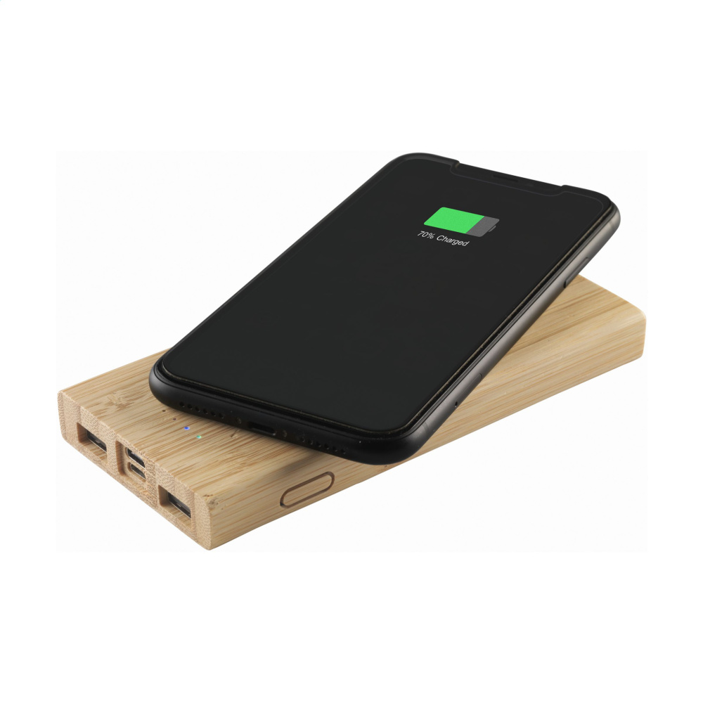 Logotrade promotional merchandise picture of: Bamboo 8000 Wireless Powerbank wireless charger