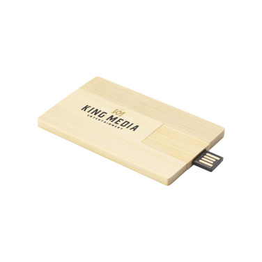 Logo trade promotional gift photo of: CreditCard USB Bamboo 32 GB