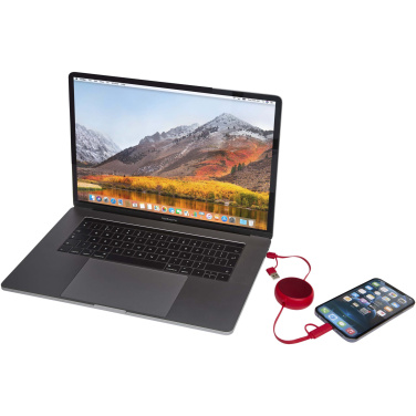 Logo trade promotional products image of: Alasia 5-in-1 100 cm recycled plastic and aluminium retractable data sync and 45W fast charge cable