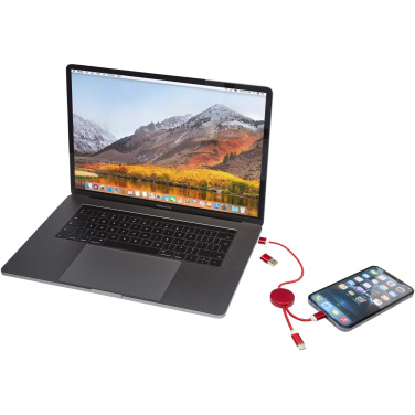 Logotrade promotional products photo of: Alasia 5-in-1 recycled aluminium and plastic 30 cm data sync and 27W fast charge cable