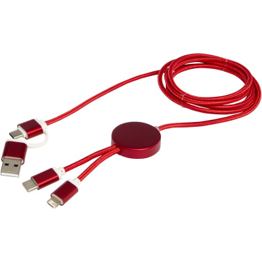 Logotrade promotional product image of: Alasia 5-in-1 recycled aluminium and plastic 150 cm data sync and 27W fast charge cable
