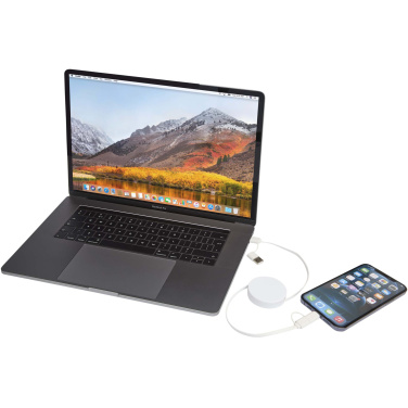 Logo trade corporate gifts image of: Citala 5-in-1 recycled plastic 90 cm retractable data sync and 40W fast charge cable