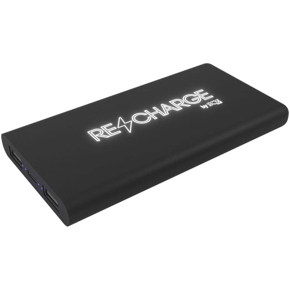 Logo trade promotional gifts image of: SCX.design P40 10.000 mAh light-up wireless rubber power bank