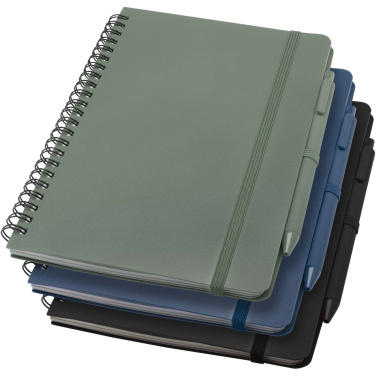 Logo trade business gift photo of: Thalaasa A5 ocean-bound hard cover notebook with ballpoint pen (black ink)