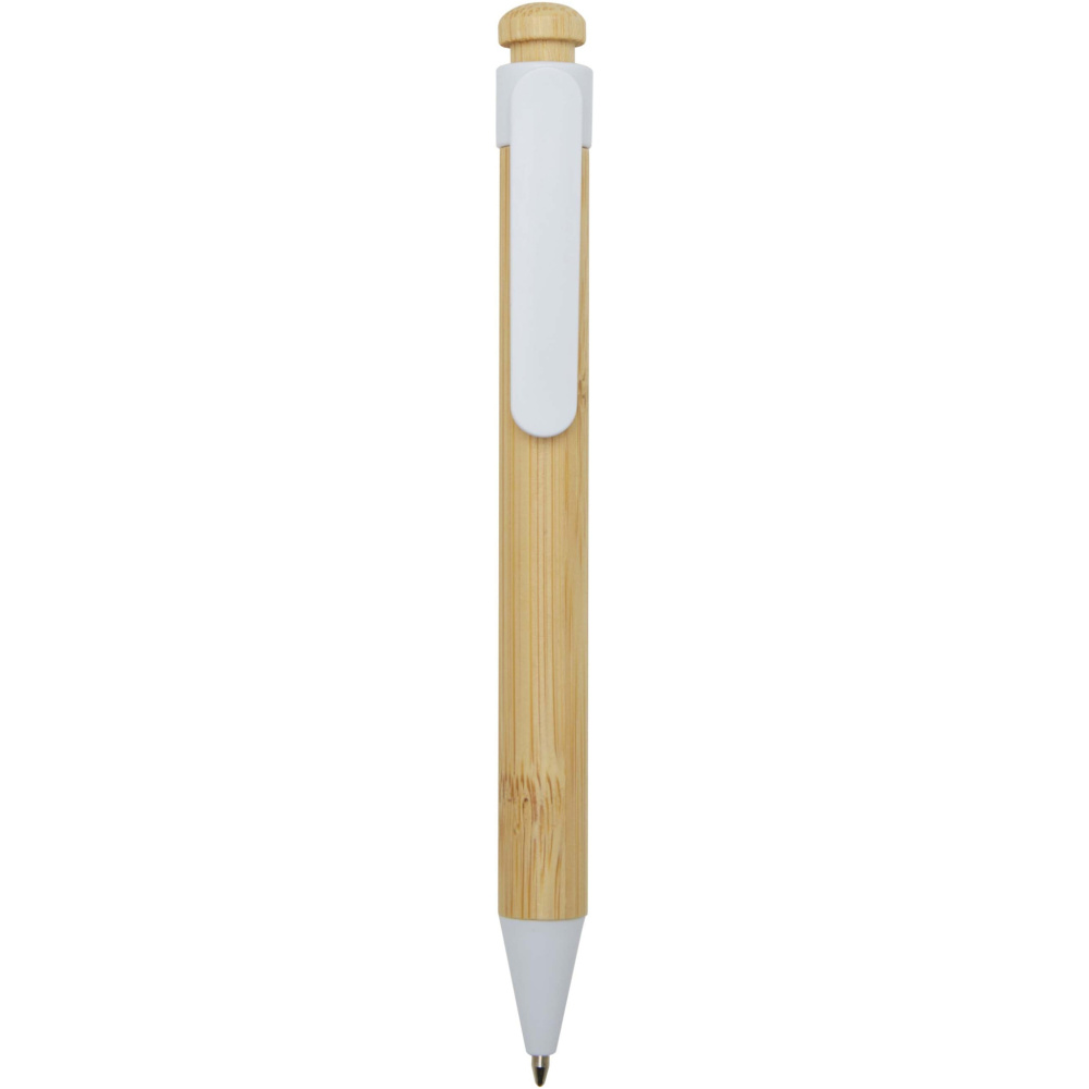 Logotrade advertising products photo of: Rattan bamboo and recycled plastic ballpoint pen (black ink)