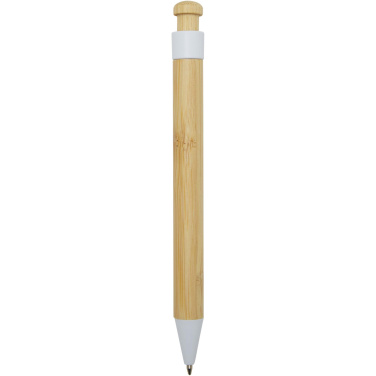 Logo trade advertising product photo of: Rattan bamboo and recycled plastic ballpoint pen (black ink)