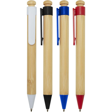 Logo trade promotional gift photo of: Rattan bamboo and recycled plastic ballpoint pen (black ink)
