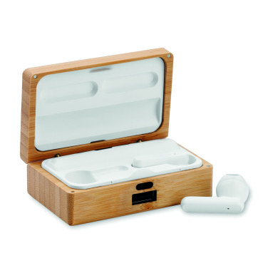 Logotrade corporate gift image of: TWS earbuds in bamboo case