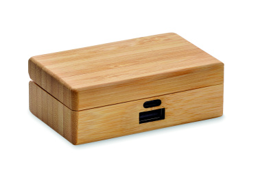 Logo trade corporate gift photo of: TWS earbuds in bamboo case