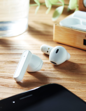 Logo trade promotional gift photo of: TWS earbuds in bamboo case