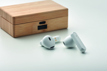 Logo trade promotional gifts image of: TWS earbuds in bamboo case