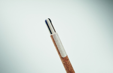 Logo trade business gifts image of: Cork 4-colour ink ball pen
