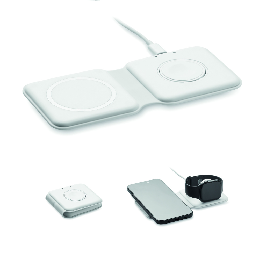 Logo trade promotional merchandise photo of: 2 in 1 foldable charger 15W