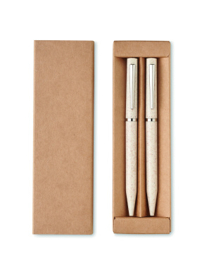 Logotrade advertising product image of: Wheat straw/ABS twist pen set