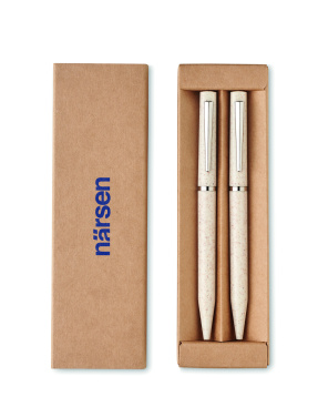 Logo trade promotional items picture of: Wheat straw/ABS twist pen set
