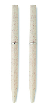 Logo trade corporate gifts picture of: Wheat straw/ABS twist pen set