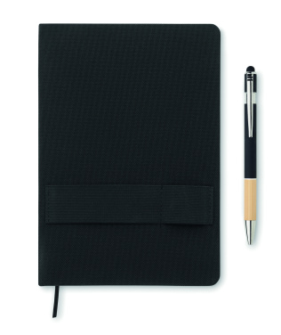 Logo trade corporate gifts image of: A5 RPET notebook with pen