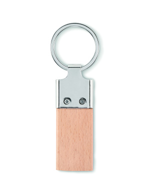 Logo trade promotional giveaways image of: Key ring with rubber wood