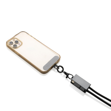 Logo trade promotional gifts image of: Terra RCS recycled PET phone cord with dual charge cable