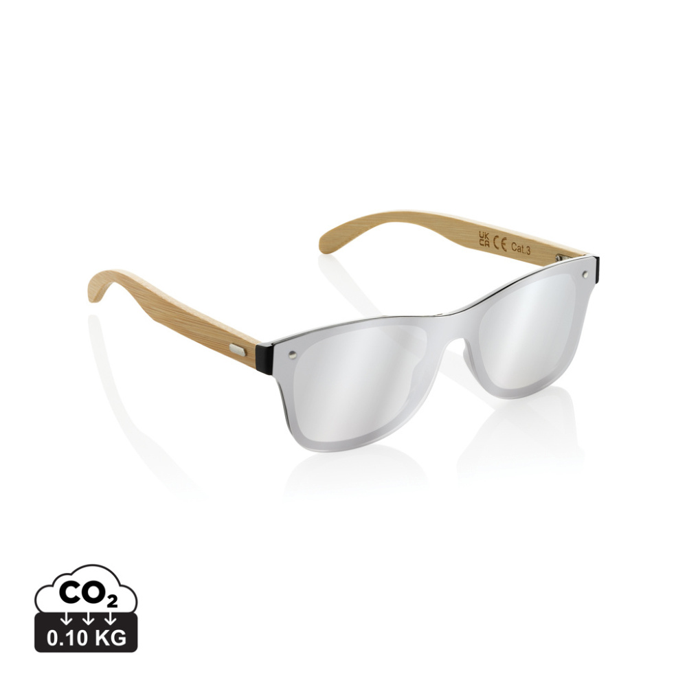 Logotrade promotional item image of: Prism RCS recycled plastic sunglasses with bamboo frame