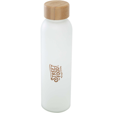 Logo trade promotional giveaways picture of: Lume 500 ml matte soda lime glass bottle with bamboo lid