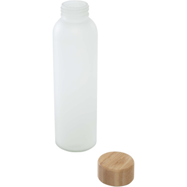 Logo trade business gifts image of: Lume 500 ml matte soda lime glass bottle with bamboo lid