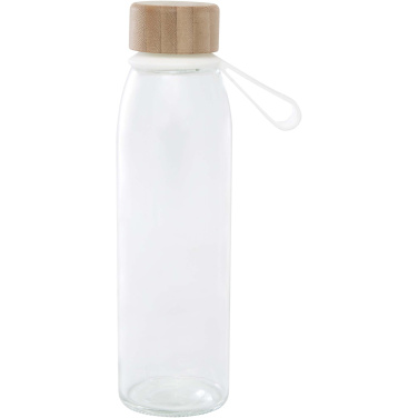 Logo trade promotional giveaways picture of: Porto 500 ml glass water bottle with silicone handle and bamboo lid