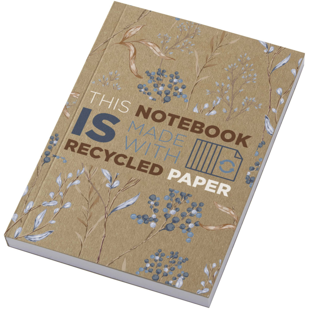 Logo trade promotional item photo of: Novella Austen A6 recycled soft cover kraft notebook - 100 sheets