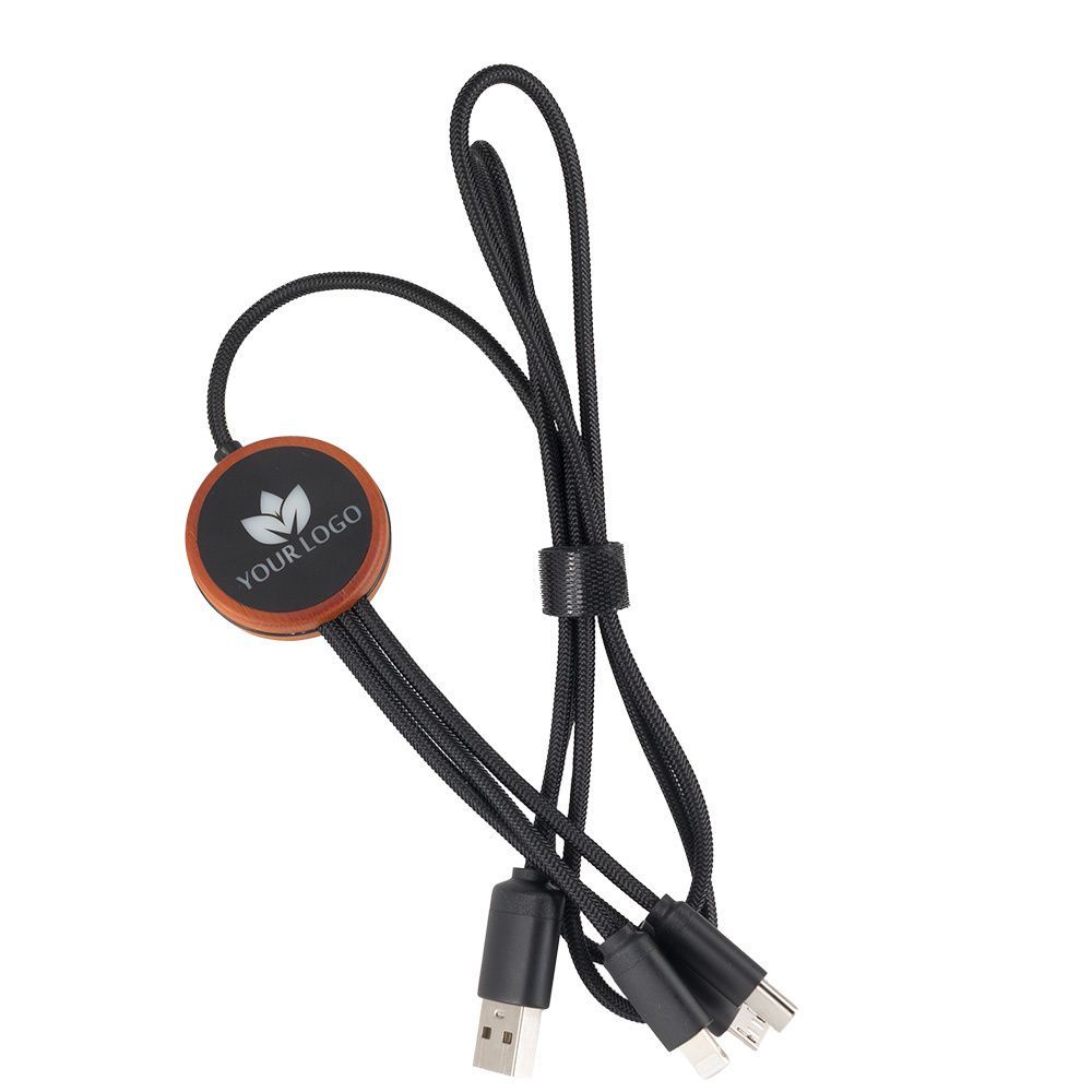 Logo trade promotional products image of: Cable 3in1 with illuminated logo - LH-ZM04