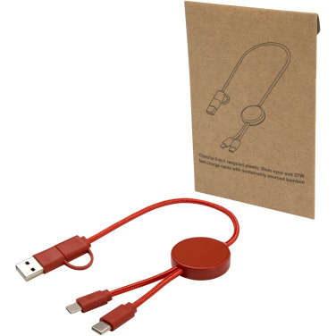 Logo trade promotional products picture of: Citala 5-in-1 recycled plastic 30 cm data sync and 27W fast charge cable