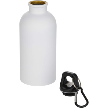 Logo trade promotional products image of: Oregon 400 ml matte RCS recycled single wall stainless steel water bottle with carabiner