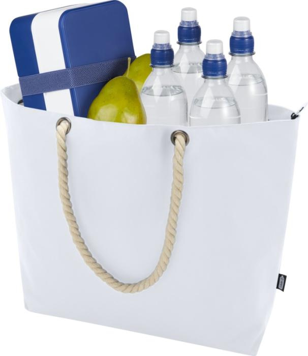 Logo trade promotional giveaways image of: Panama GRS recycled beach cooler tote bag with cord handles