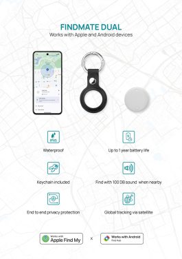 Logotrade promotional item picture of: Findmate Dual RCS recycled plastic item finder IPX 5