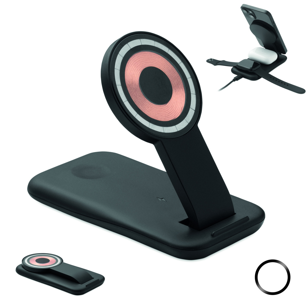 Logo trade promotional product photo of: 3 in 1 wireless charger 15W