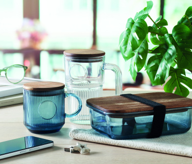 Logo trade promotional giveaways image of: Ribbed glass mug 300ml