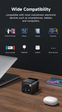 Logo trade promotional items picture of: Urban Vitamin Mendocino 65W GaN charger retractable cable