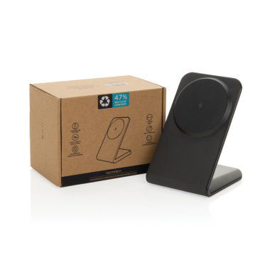 Logo trade corporate gifts image of: VoltPerch RCS recycled plastic 15W magnetic wireless charger