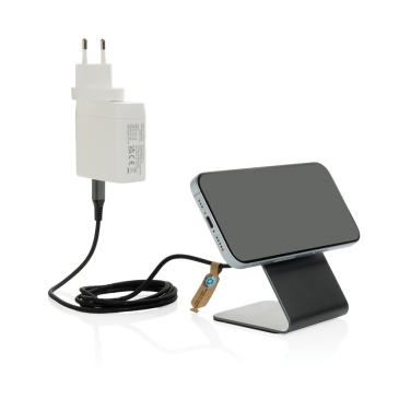 Logo trade promotional gift photo of: Terra aluminium 15W magnetic wireless charging phone stand