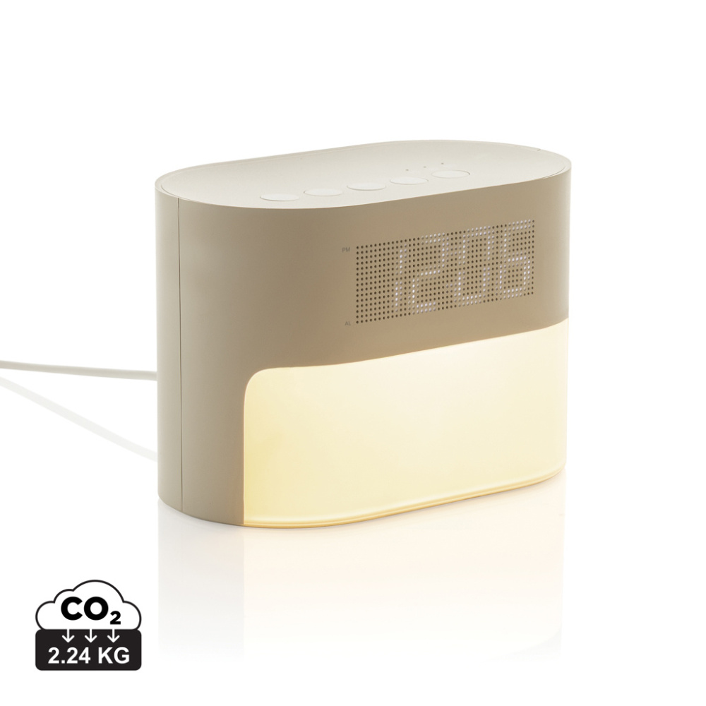 Logo trade promotional gifts image of: LumaRise RCS reycled plastic white noise alarm clock