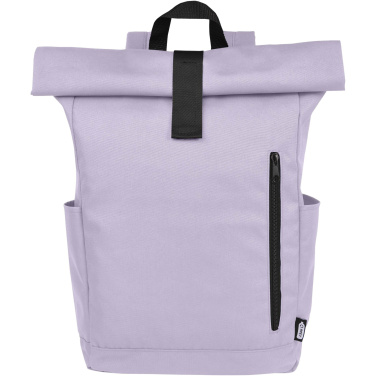 Logo trade promotional giveaways image of: Byron 15.6" GRS RPET roll-top backpack 18L