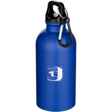 Logo trade promotional product photo of: Oregon 400 ml matte RCS recycled single wall stainless steel water bottle with carabiner