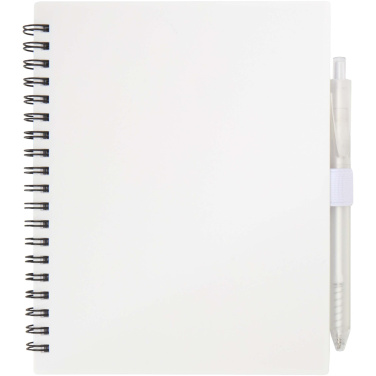Logotrade promotional product image of: Niove recycled plastic soft cover notebook and ballpoint pen set (blue ink)