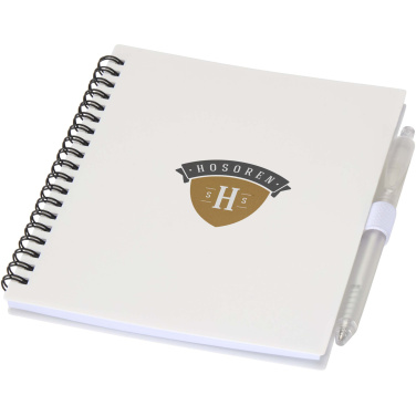 Logotrade promotional item image of: Niove recycled plastic soft cover notebook and ballpoint pen set (blue ink)